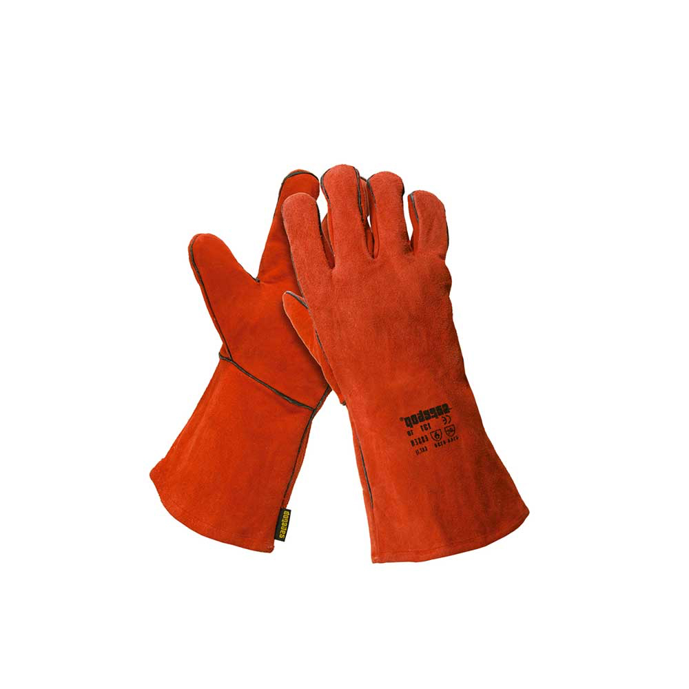 Paire de gants de soudeur anti-chaleur en croûte bovin doublé